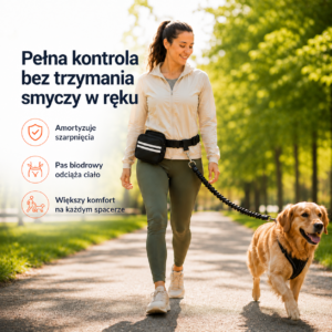 Canilio - Smycz z Pasem Biodrowym i Torbą dla Właścicieli Psów